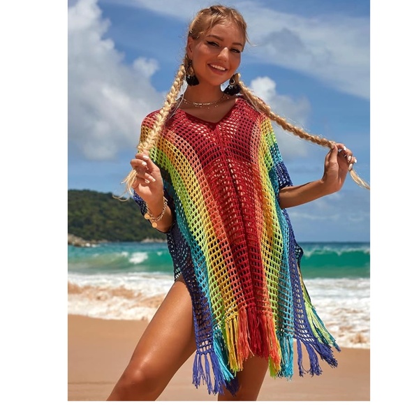 Women Crochet Sexy Coverup for Swimwear Women Summer Outfit Knitted Fishnet Top - Picture 6 of 11